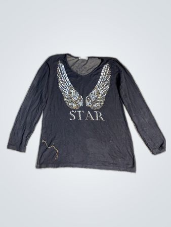 Black Long Sleeve Shirt with Star Design
