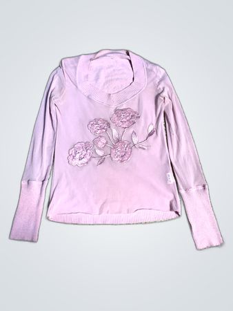 Unbranded Pink Floral Embroidered Knit Sweater