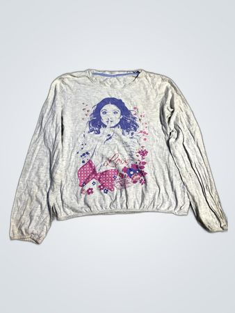 Gray Long-Sleeve Shirt with Girl Design