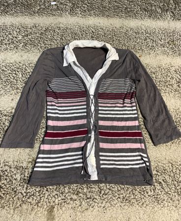 Striped Lace-Up Cardigan