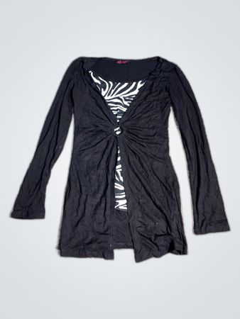 RED Black Wrap Cardigan with Zebra Print