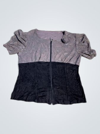 Gray and Black Color-Block Shirt