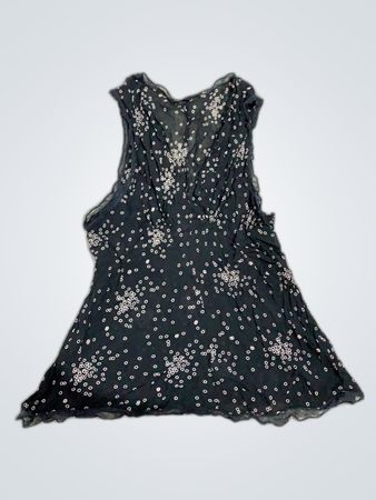 Black Sleeveless Dress with White Spots