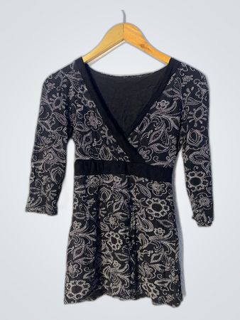 Black Floral Printed Wrap Blouse