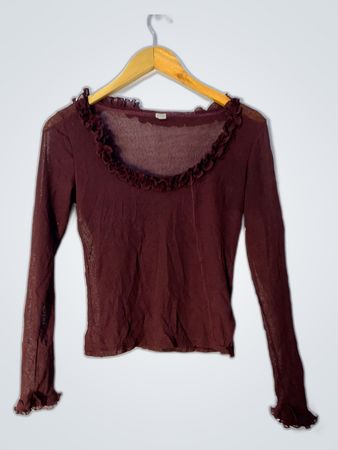 Mango Ruffle Sleeve Blouse