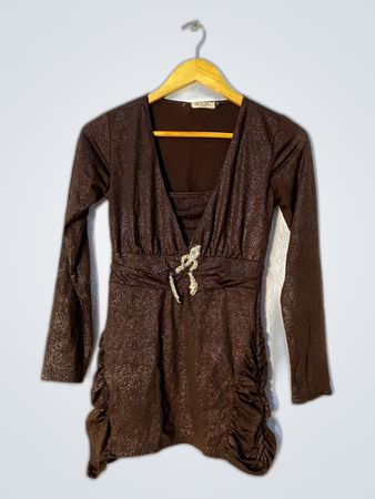 Brown Long-Sleeve Dress