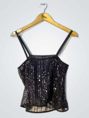 Unbranded Black Sequin Crop Camisole Top