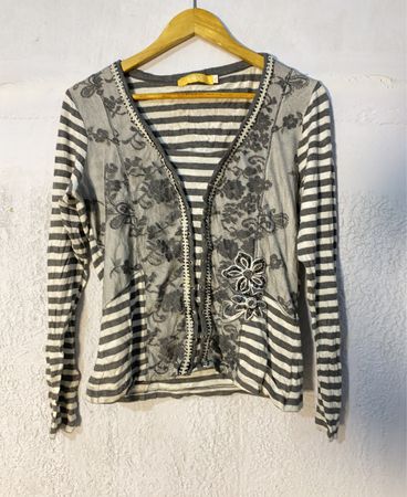 BIBA Striped Lace Cardigan