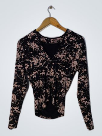 Printed Floral Wrap Blouse