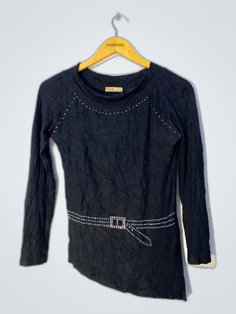 P.N.R Black Long Sleeve Studded Top