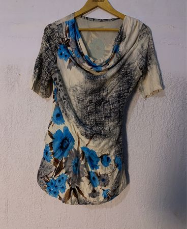 Floral Print Cowl Neck Blouse