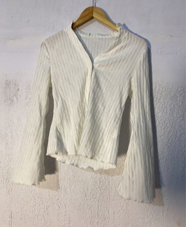 Unbranded White Ribbed Knit Cardigan