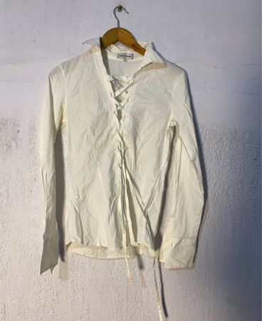 Anne Fontaine White Lace-Up Blouse