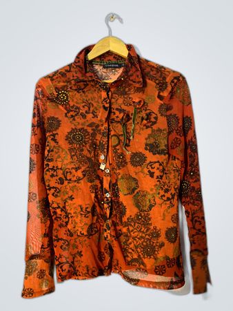 Voodoo Printed Sheer Long Sleeve Blouse