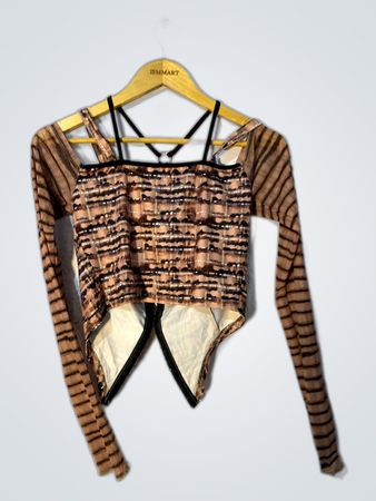 Printed Long Sleeve Crop Blouse