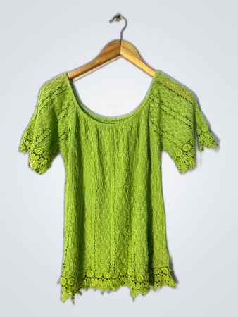 Green Lace Off-Shoulder Blouse