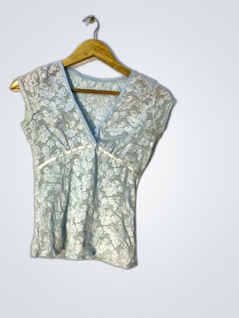 Light Blue Lace Sheer Blouse