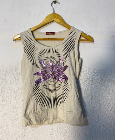 Diesel Graphic Sequined Sleeveless Top