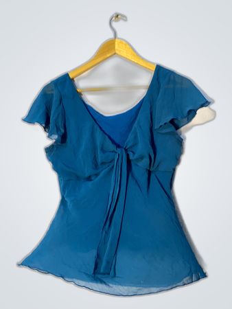 Unbranded Blue Ruffle Sleeve Blouse