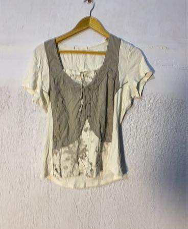 Blouse with Gray Accent