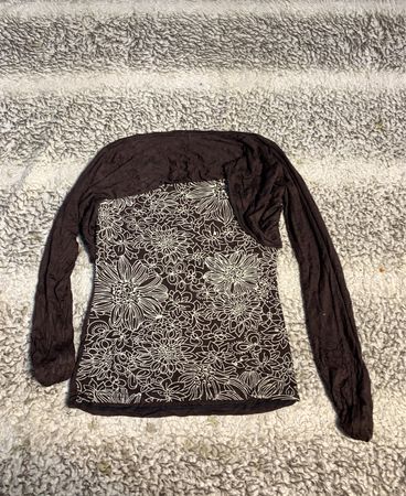Brown Floral Long-Sleeve Top