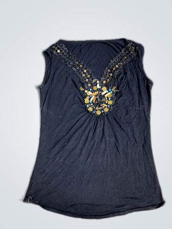 Unbranded Black Embellished Sleeveless Blouse