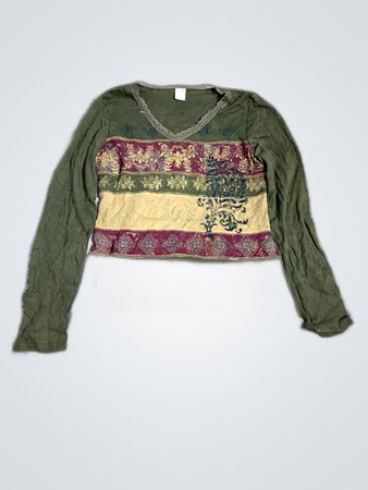 GAP Embroidered Long Sleeve V-Neck Blouse