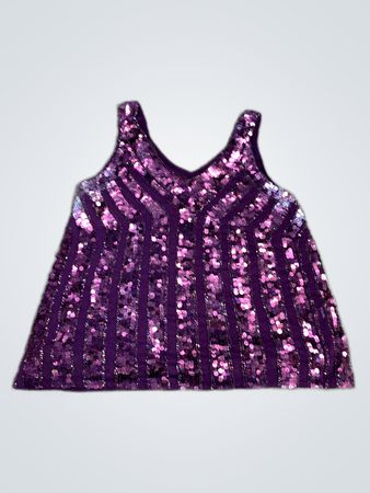 Purple Sequined V-Neck Tank Top