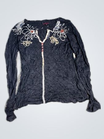 Red Valentino Embroidered Black Blouse