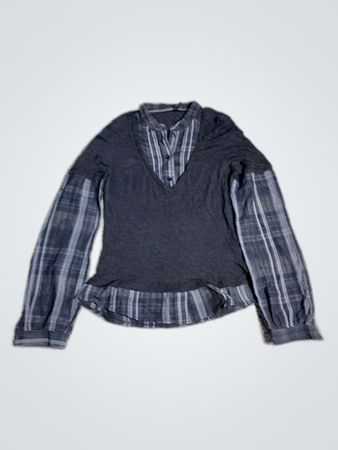 Unbranded Plaid Sleeve Knit Blouse