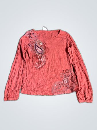 H&M Embroidered Paisley Long-Sleeve Blouse