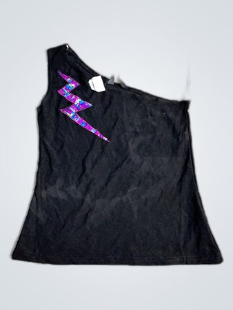 Unbranded Black One-Shoulder Graphic Tank Top