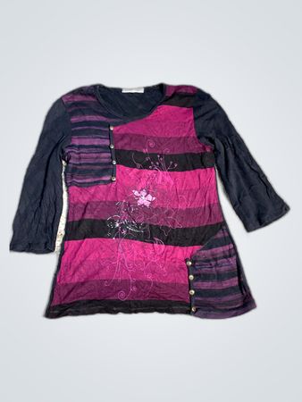 Long Sleeve Purple and Black Striped Top