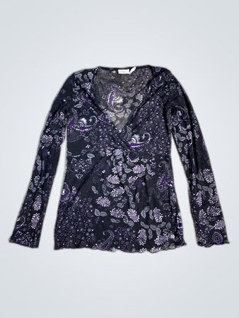 Mango Printed Sheer Blouse