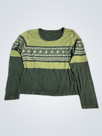 Olive Green Embroidered Knit Sweater