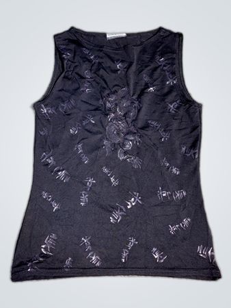 Versace Black Embroidered Tank Top