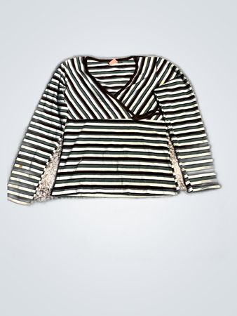Unbranded Striped Long Sleeve Wrap Blouse