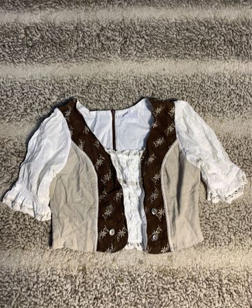 Brown and White Blouse