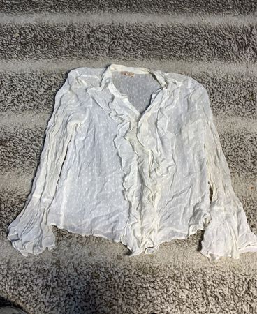 Zara White Ruffle Blouse