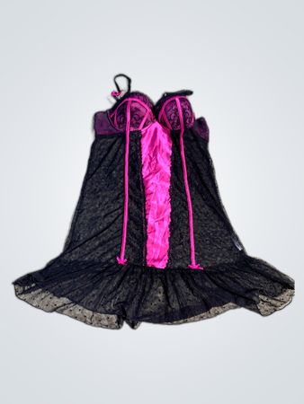 Black and Pink Lace Chemise