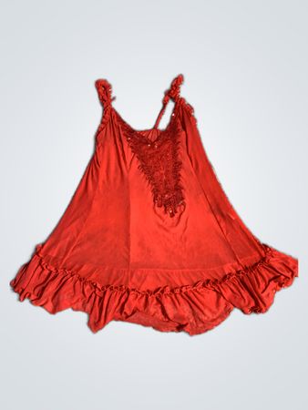 Red Ruffled Tank Top