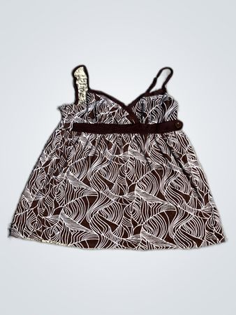 Brown and White Patterned Tank Top