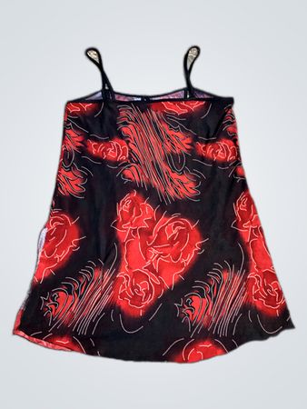 Red and Black Floral Dress