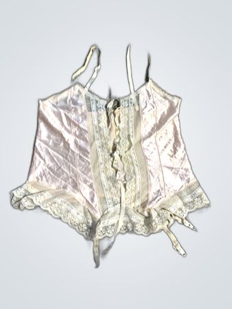 Unbranded Pink Satin Lace-Up Corset Top