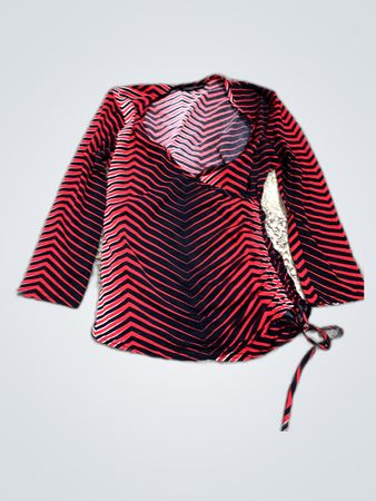 Unbranded Red Black Zigzag Wrap Blouse