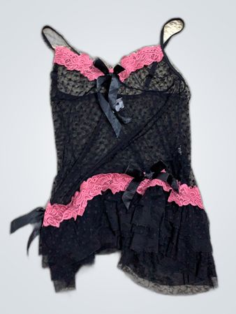 Lace Chemise with Pink Trim