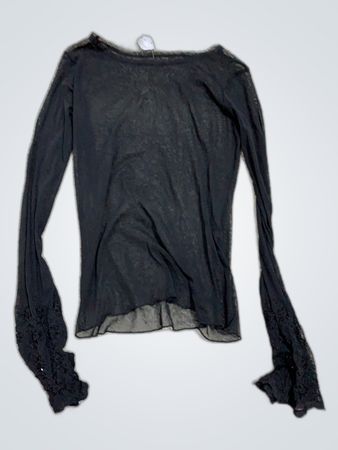 Black Sheer Long Sleeve Top