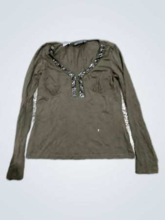 Mango Beaded Neck Long Sleeve Blouse