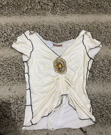 Mango Embellished Short Sleeve Blouse