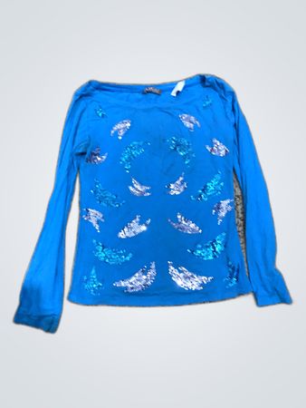 Zara Blue Sequin Long-Sleeve Top